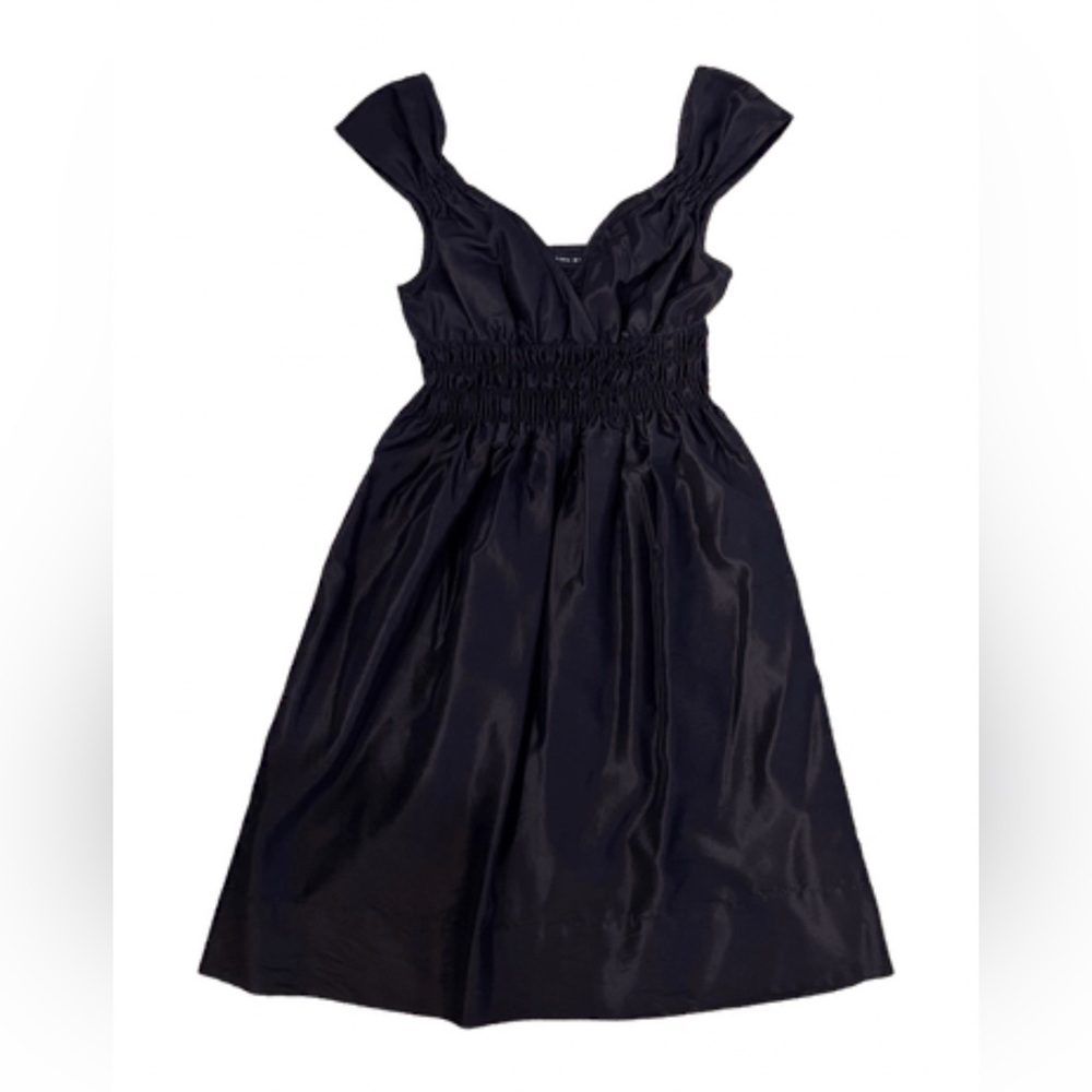 Zara Smocked Waist Black Dress with Subtle Burgundy Tint